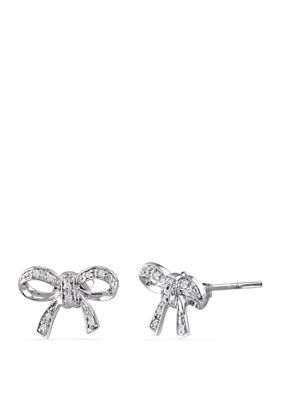 Belk & Co 1/10 ct. t.w. Diamond Accent Bow Stud Earrings in 10k White Gold -  0686692180666