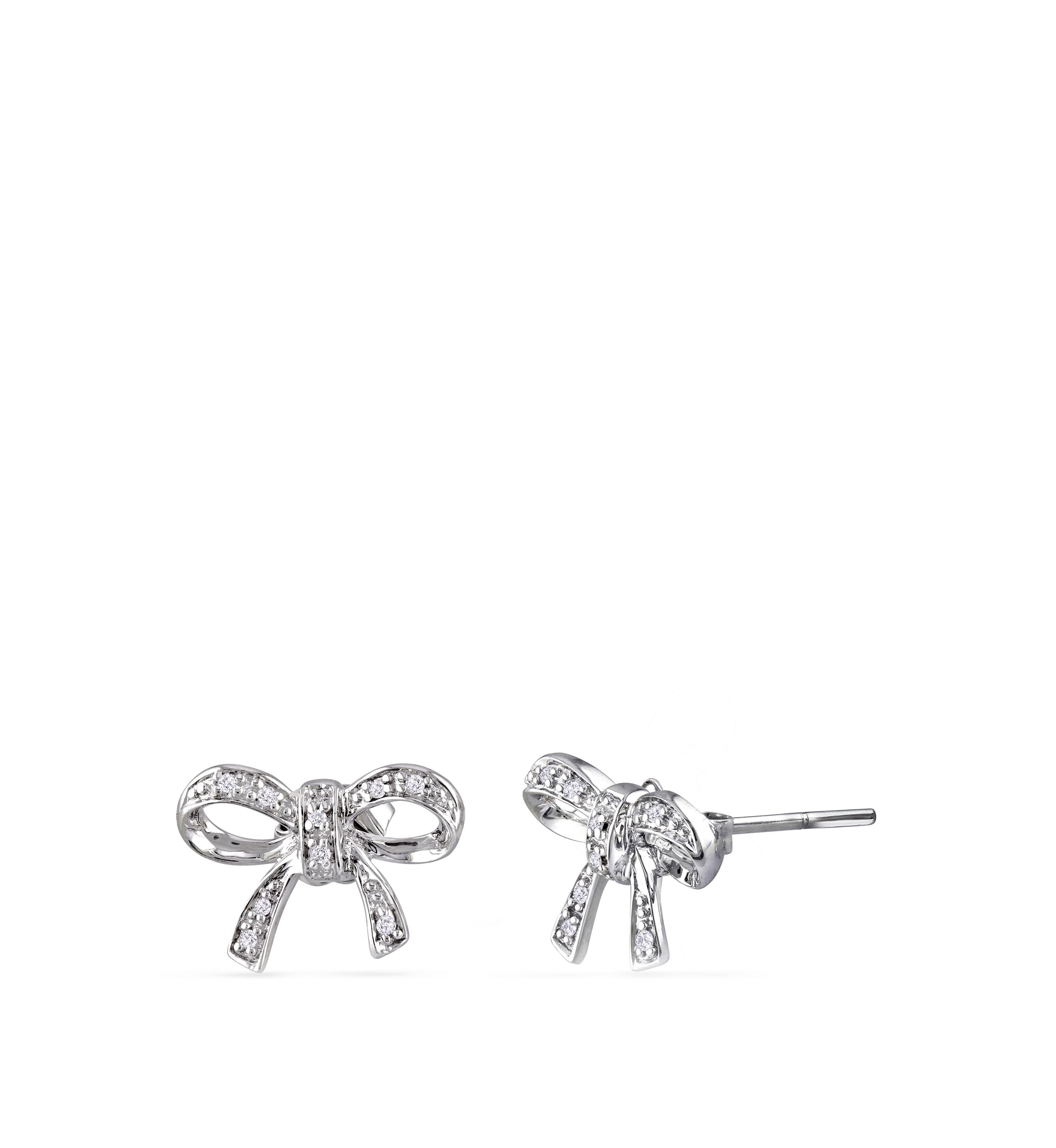  1/10 ct. t.w. Diamond Accent Bow Stud Earrings in 10k White Gold