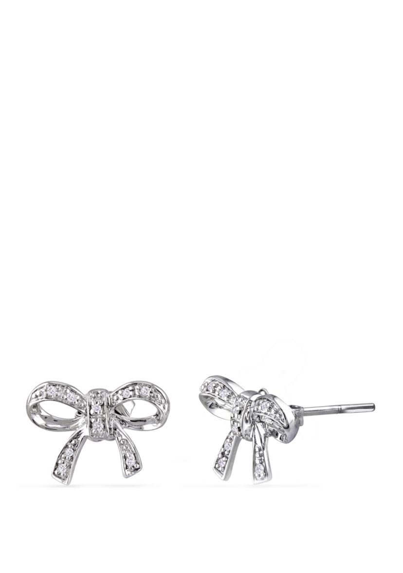  1/10 ct. t.w. Diamond Accent Bow Stud Earrings in 10k White Gold