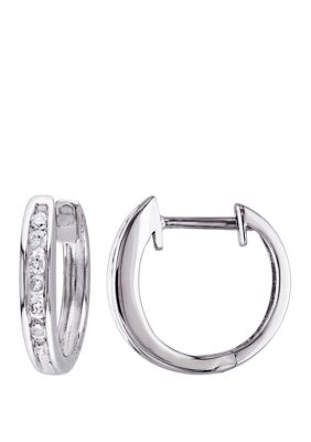 Belk & Co 1/4 Ct. T.w. Diamond Hoop Earrings In 10K White Gold