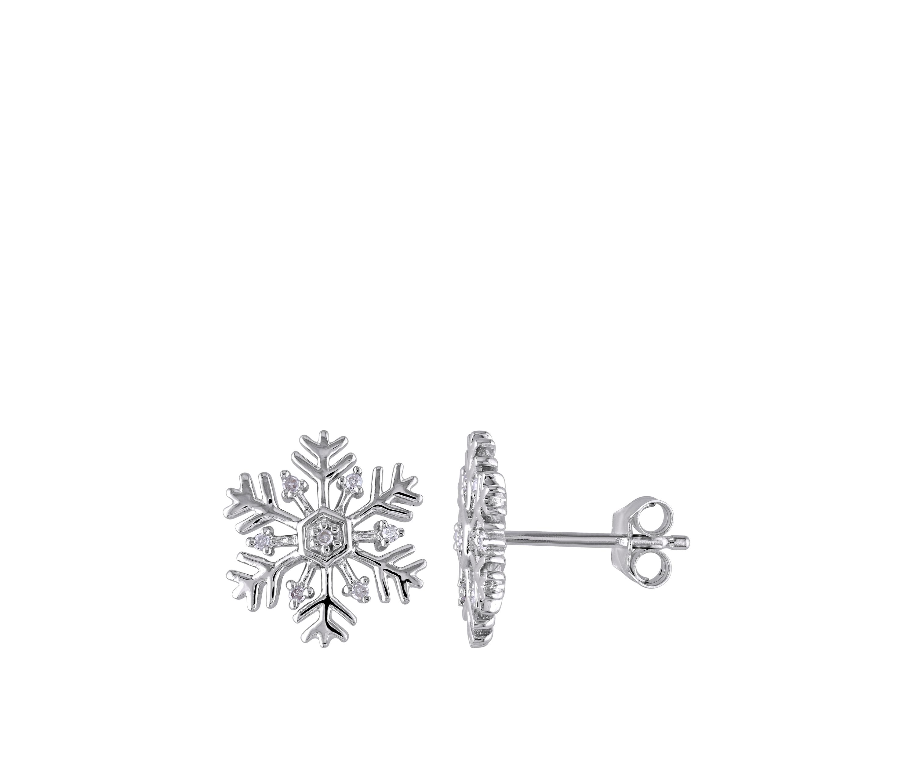 1/10 ct. t.w. Diamond Accent Snowflake Stud Earrings in Sterling Silver 