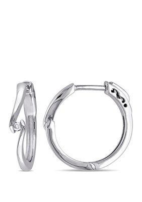 Belk & Co 1/10 Ct. T.w. Diamond Accent Hoop Earrings In 10K White Gold
