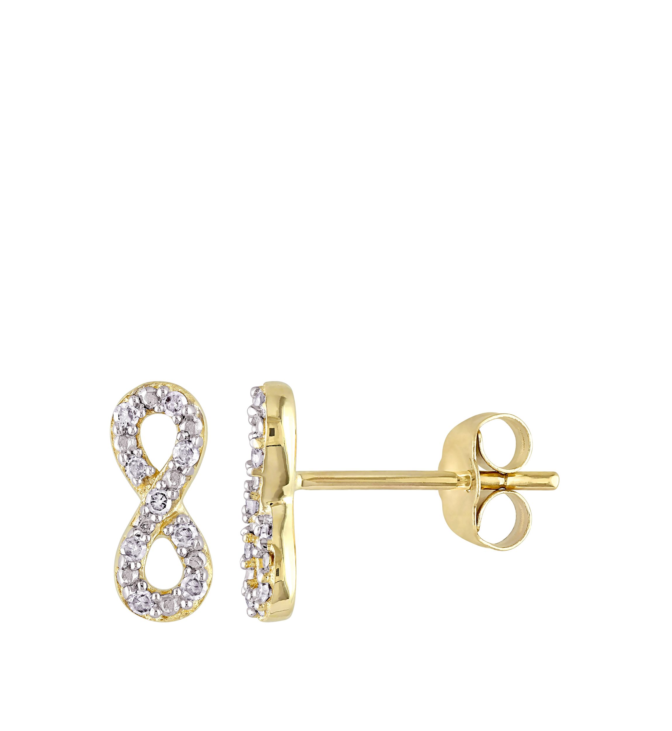  1/10 ct. t.w. Diamond Infinity Earrings in 10k Yellow Gold