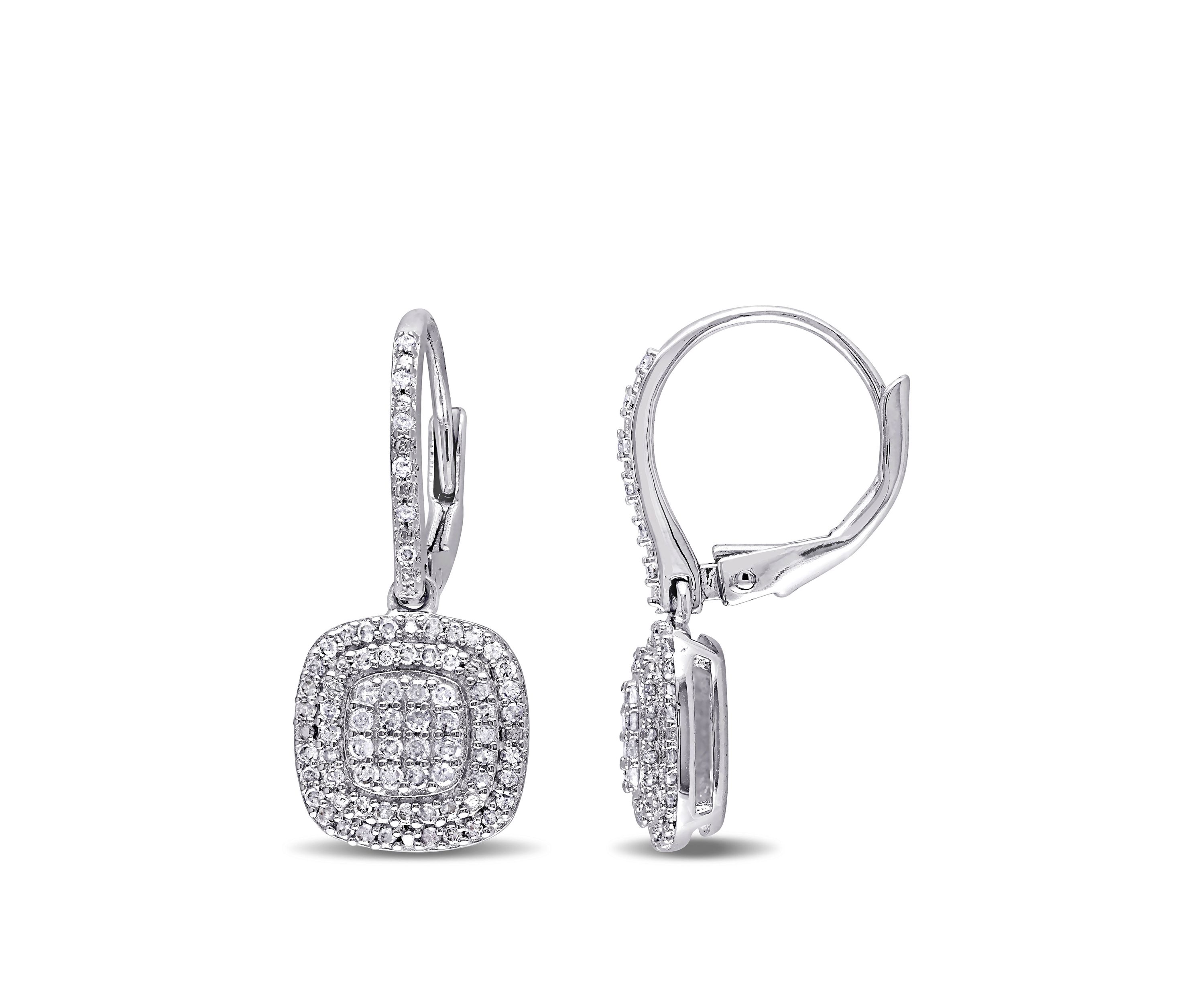  1/2 ct. t.w. Diamond Layered Halo Earrings in Sterling Silver 