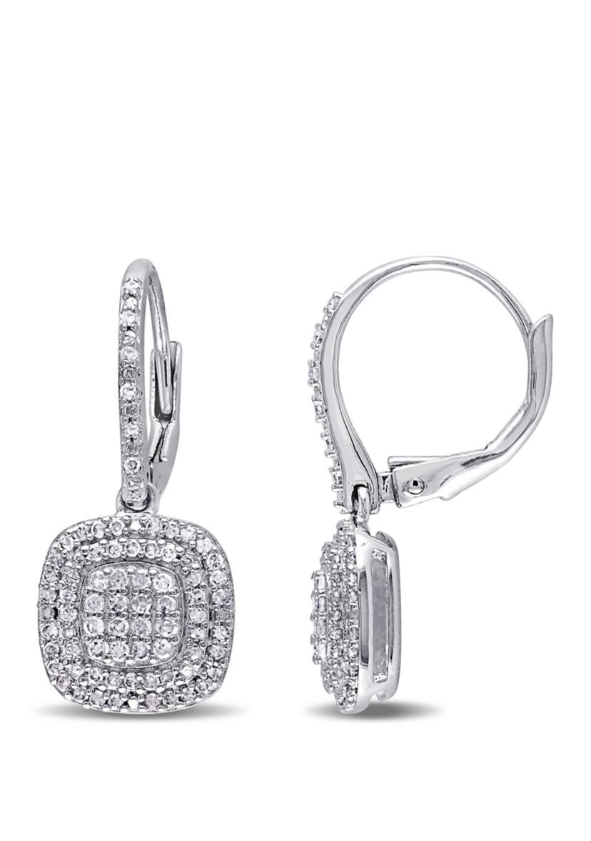  1/2 ct. t.w. Diamond Layered Halo Earrings in Sterling Silver 