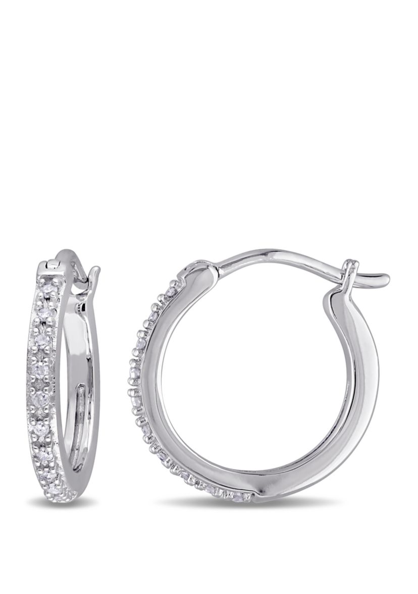 1/10 ct. t.w. Diamond Hoop Earrings in 10k White Gold