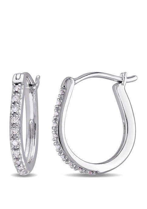  1/10 ct. t.w. Diamond Hoop Earrings in 10k White Gold