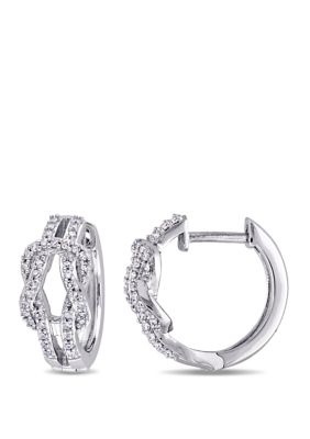 Belk & Co 1/4 Ct. T.w. Diamond Ribbon Knot Hoop Earrings In 10K White Gold