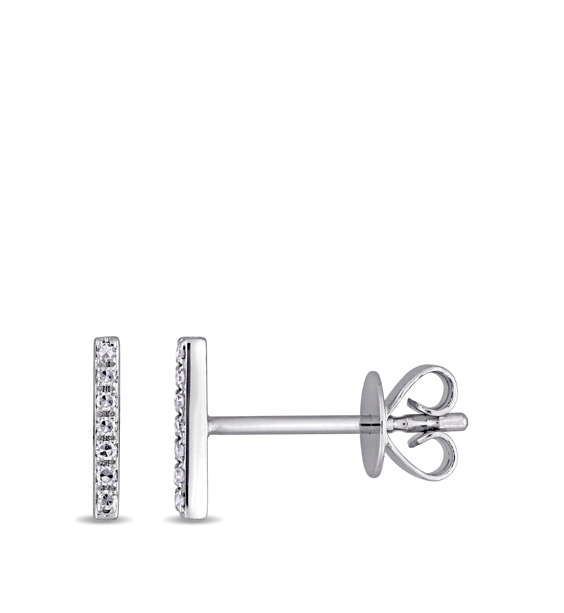 Diamond Accent Bar Earrings in 14K White Gold