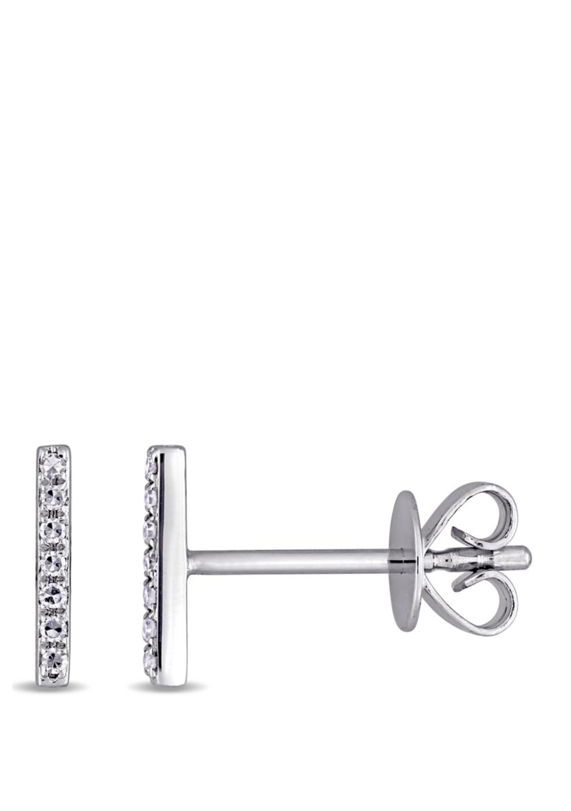 Diamond Accent Bar Earrings in 14K White Gold
