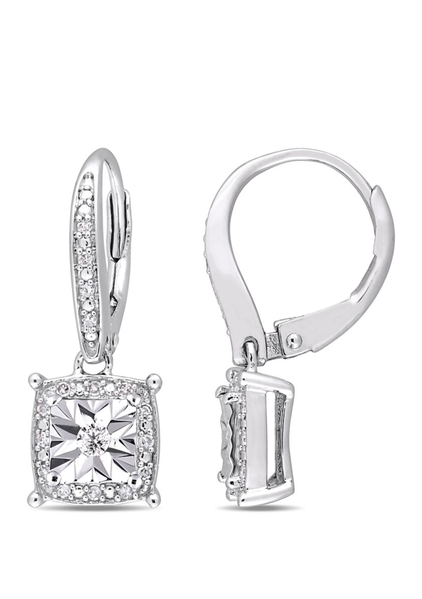  1/5 ct. t.w. Diamond Square Drop Earrings in Sterling Silver