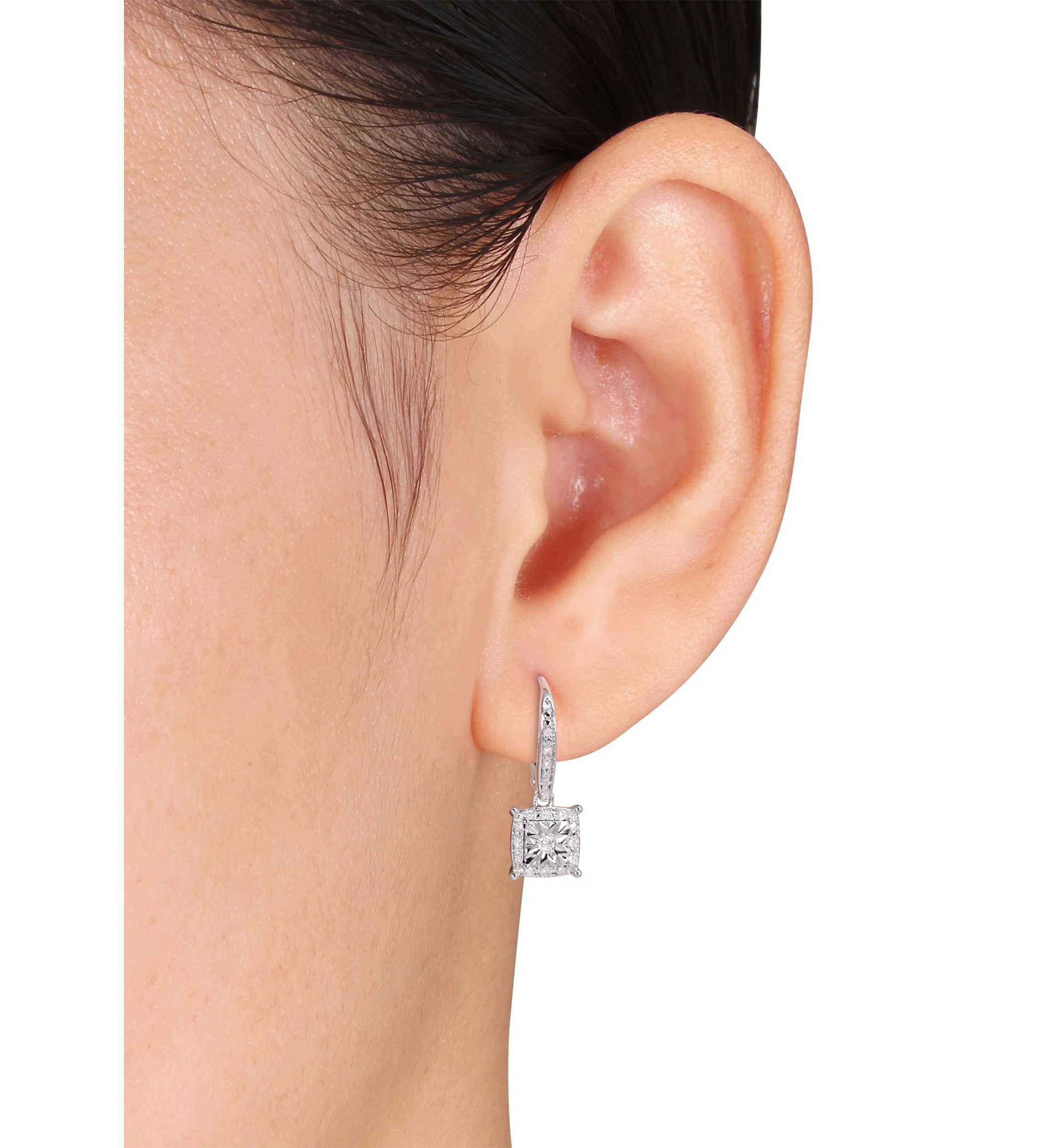  1/5 ct. t.w. Diamond Square Drop Earrings in Sterling Silver