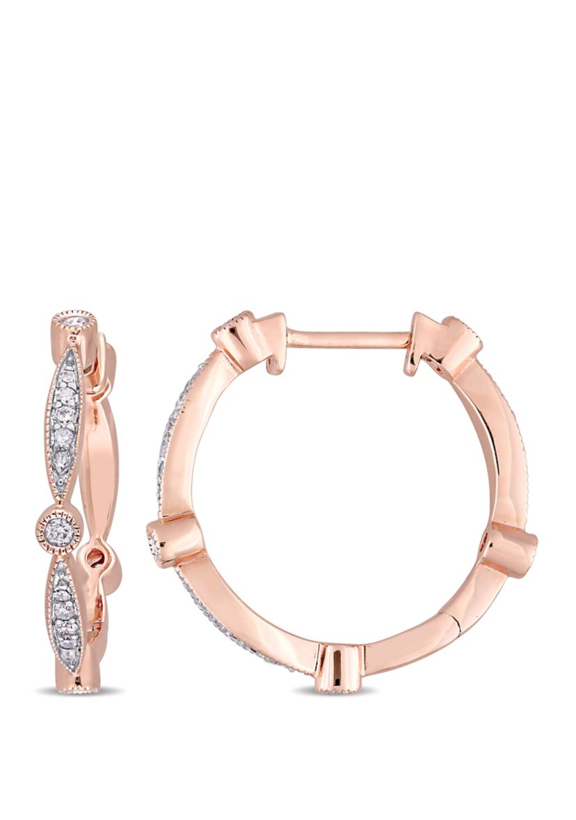  1/3 ct. t.w. Diamond Hoop Earrings in 10K Rose Gold
