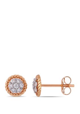 Belk & Co 1/4 Ct. T.w. Diamonds Floral Stud Earrings In 14K Rose Gold