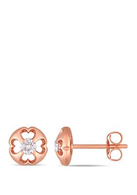 Belk & Co 1/4 Ct. T.w. Diamond Clover Circular Stud Earrings In 10K Rose Gold