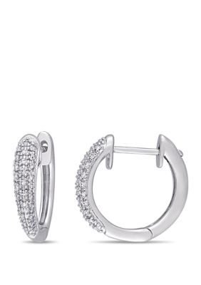 Belk & Co 1/4 Ct. T.w. Diamond Cluster Hoop Earrings In 14K White Gold