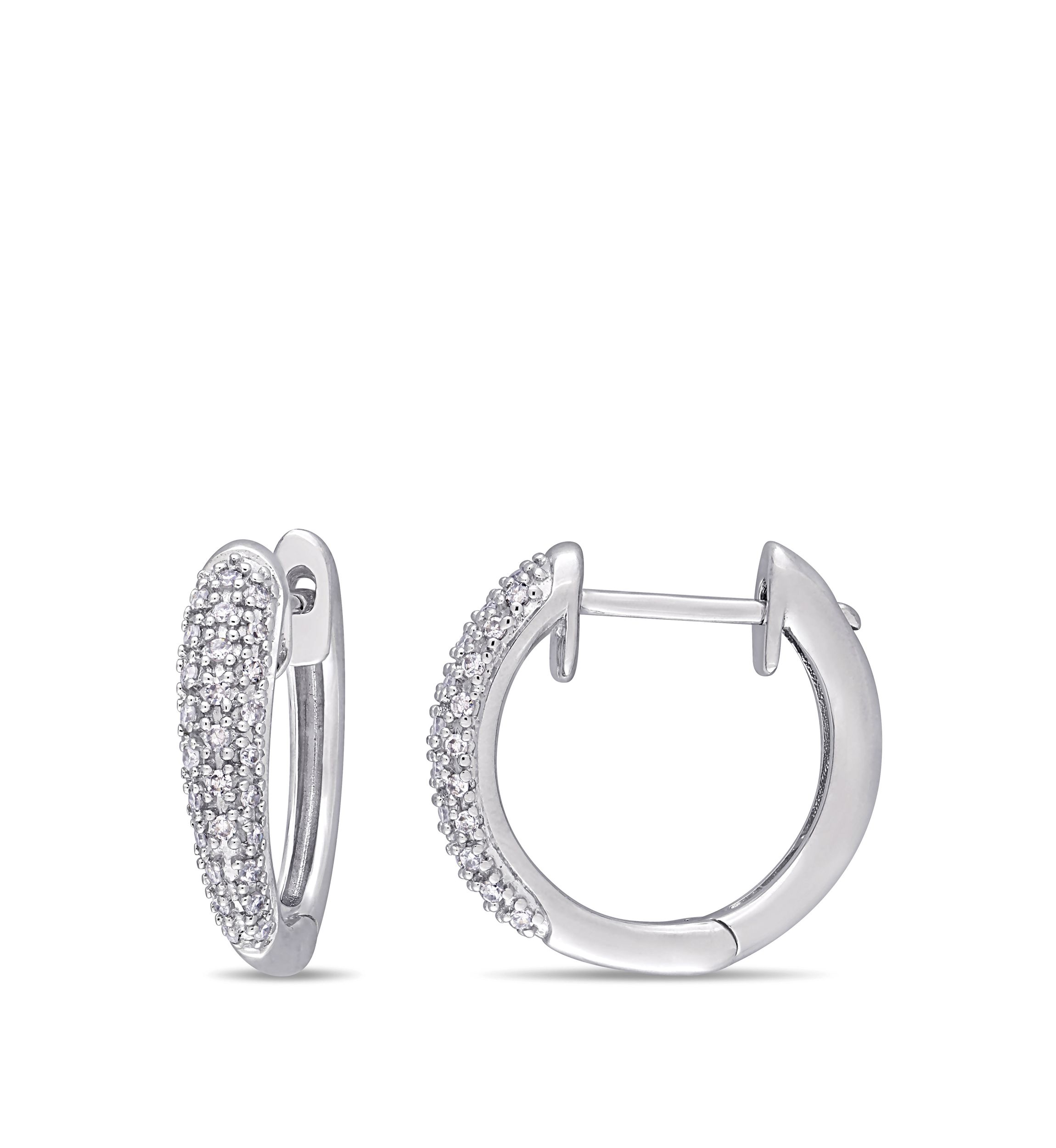 1/4 ct. t.w. Diamond Cluster Hoop Earrings in 14K White Gold