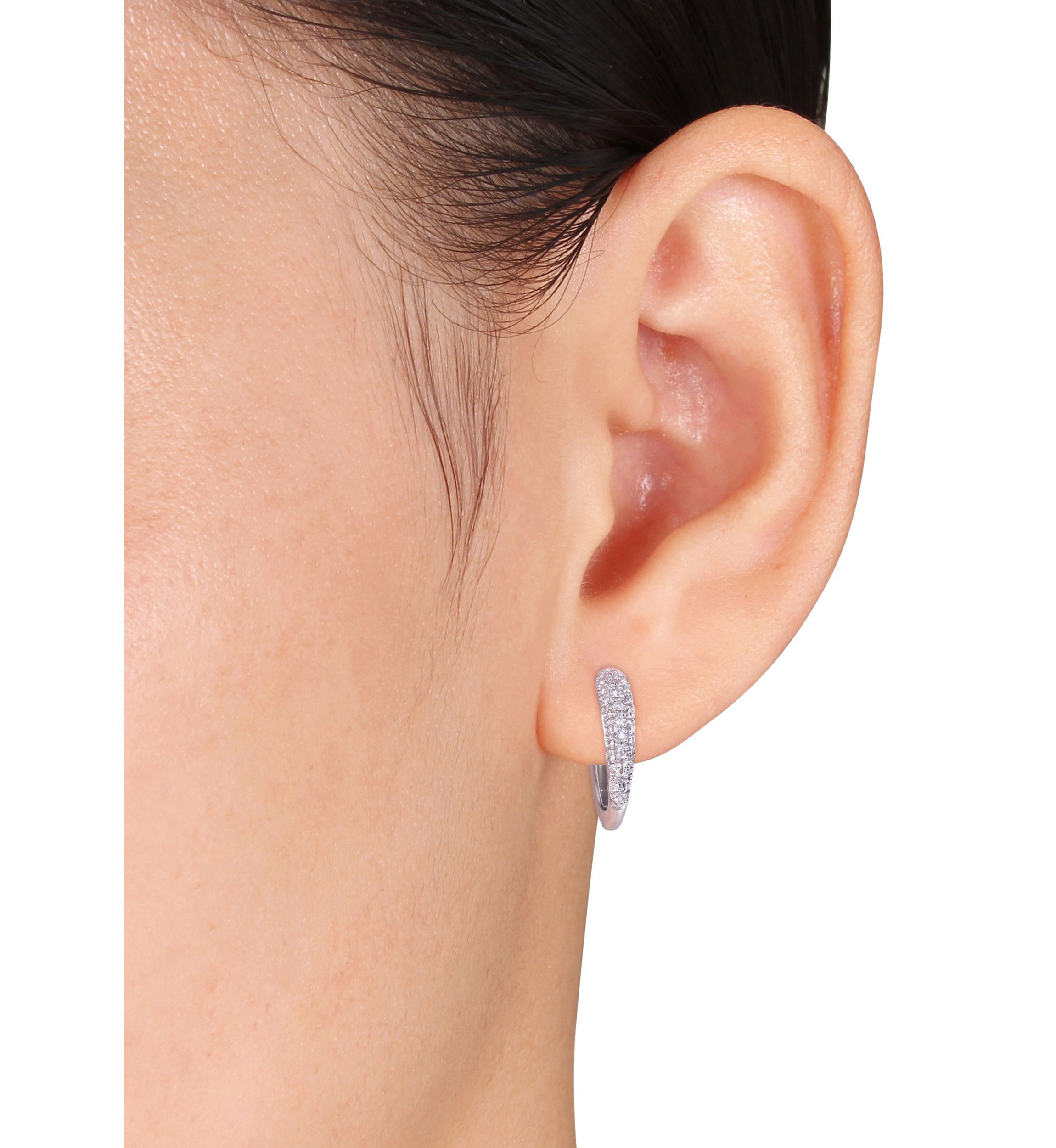  1/4 ct. t.w. Diamond Cluster Hoop Earrings in 14K White Gold