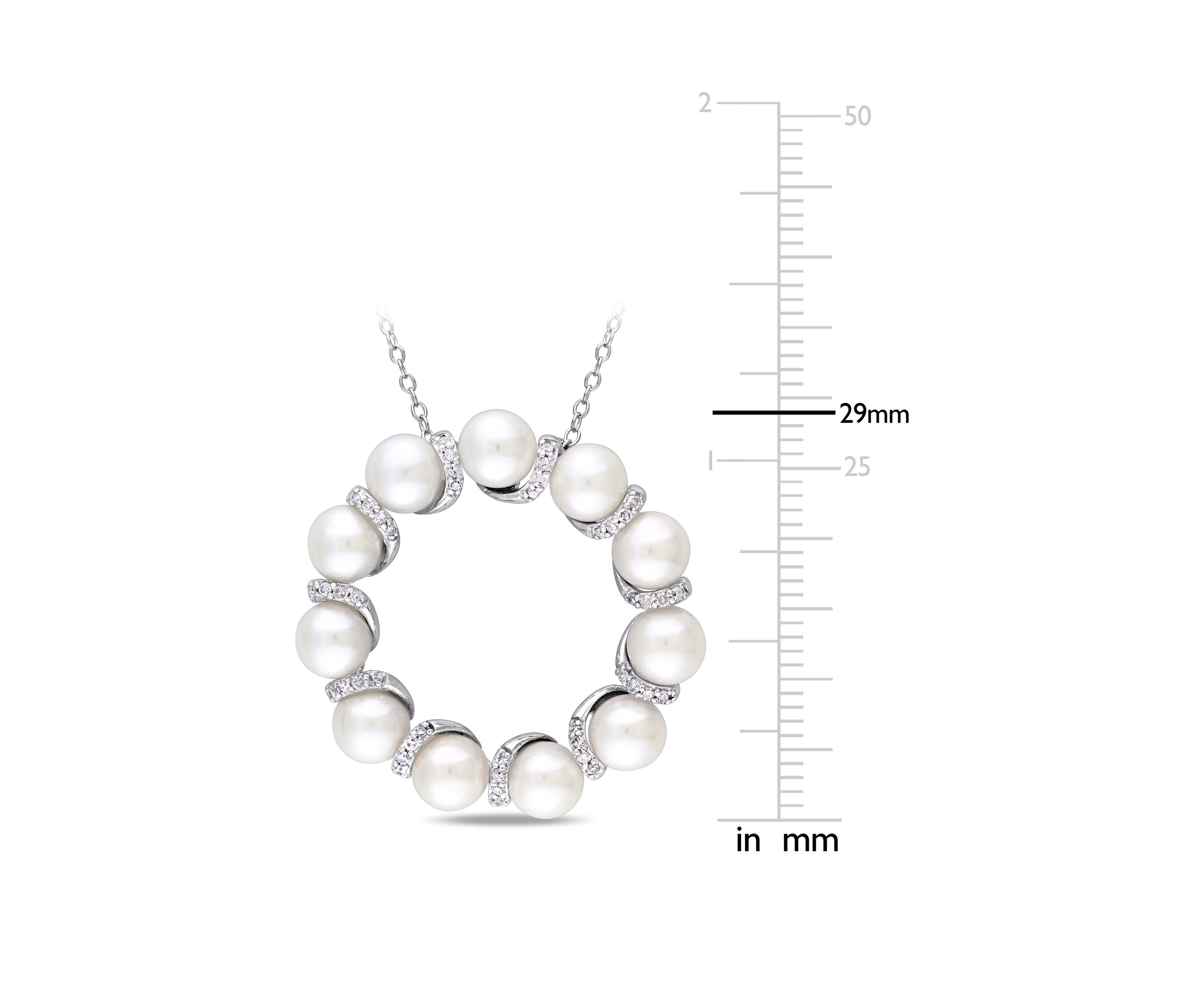 Cultured Freshwater Pearl and 1/5 ct. t.w. Diamond Circle Pendant with Chain in Sterling Silver