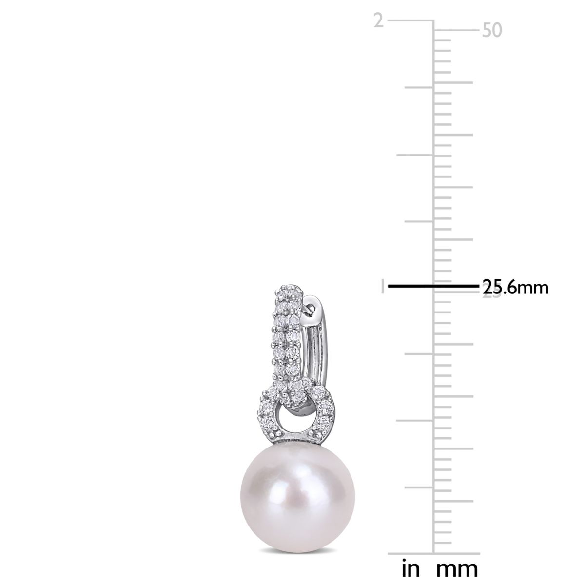 11-12MM Freshwater Cultured Pearl and White Topaz Drop Earrings in Sterling Silver