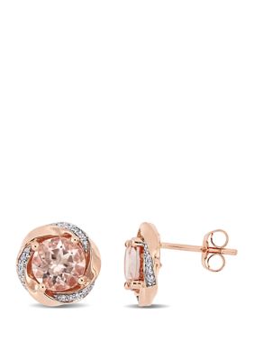 Belk & Co 2.3 ct. t.w. Morganite and 1/10 ct. t.w. Diamond Swirl Earrings in 10K Rose Gold