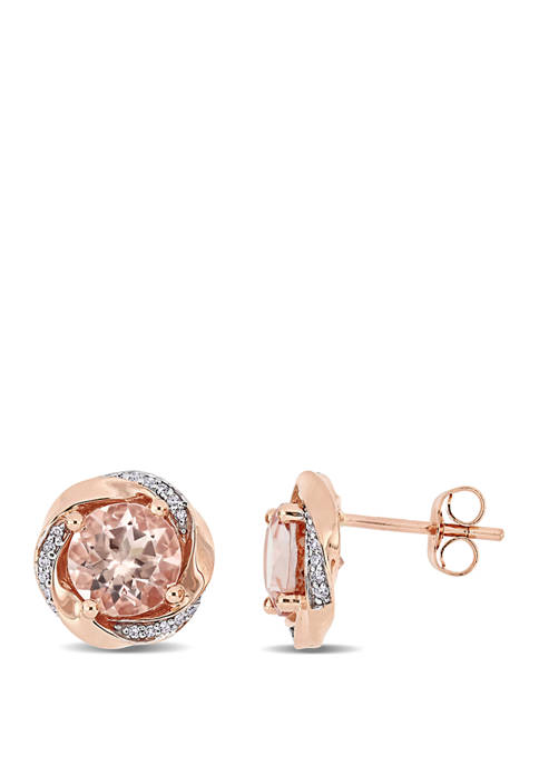 2.3 ct. t.w. Morganite and 1/10 ct. t.w. Diamond Swirl Earrings in 10K Rose Gold