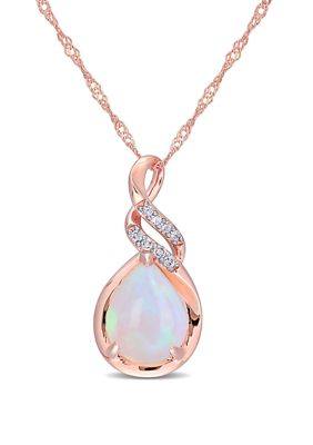 Belk & Co 2 ct. t.w. Ethiopian Opal and 1/10 ct. t.w. Diamond Twist Pendant with Chain in 10K Rose Gold