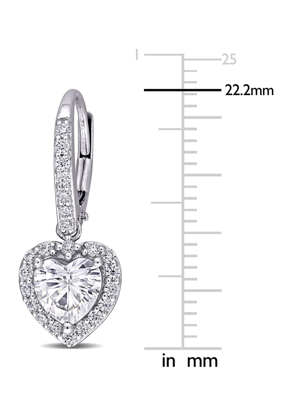Lab Created 2 ct. t.w. Moissanite Heart Halo Earrings in 10k White Gold