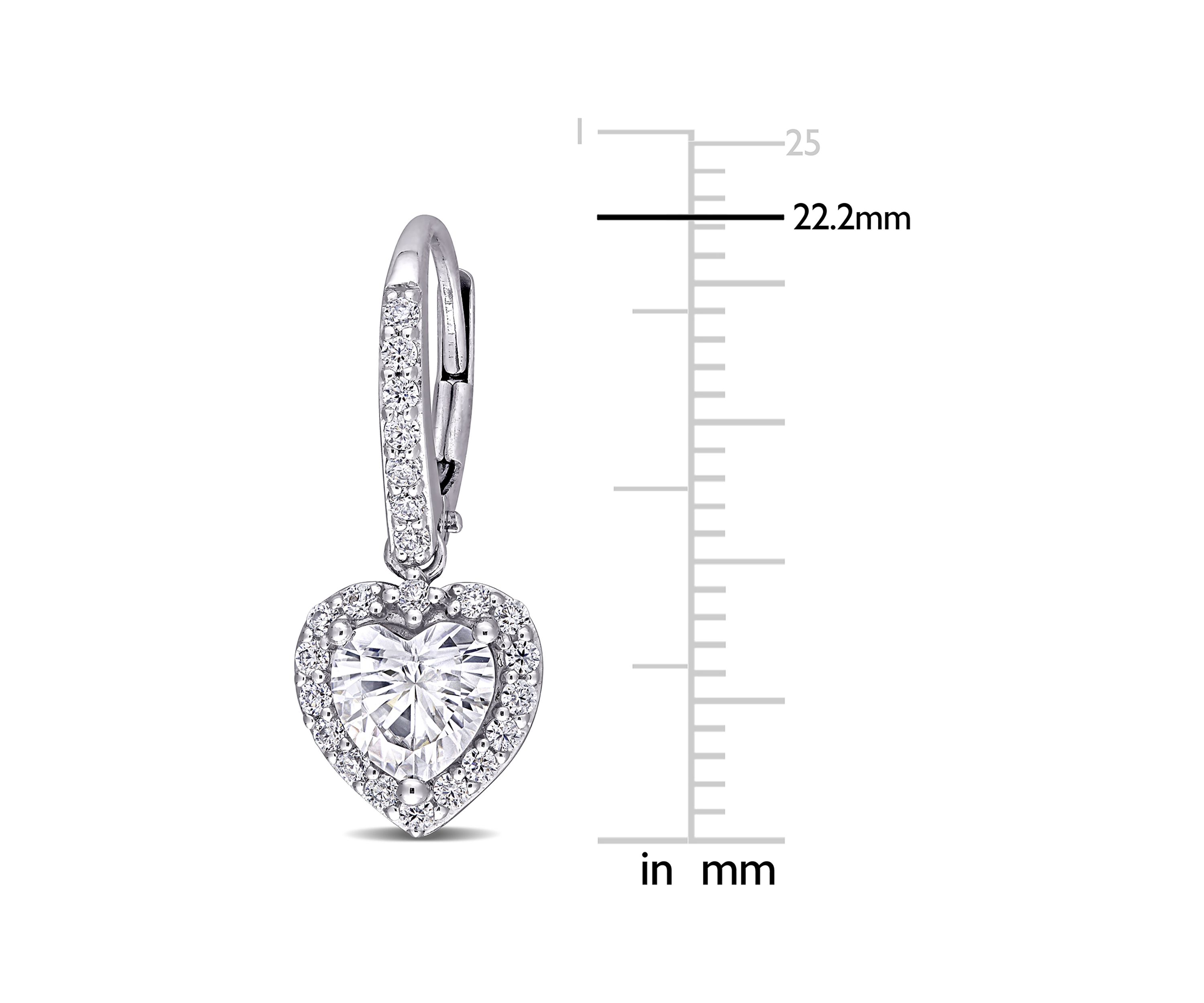 Lab Created 2 ct. t.w. Moissanite Heart Halo Earrings in 10k White Gold