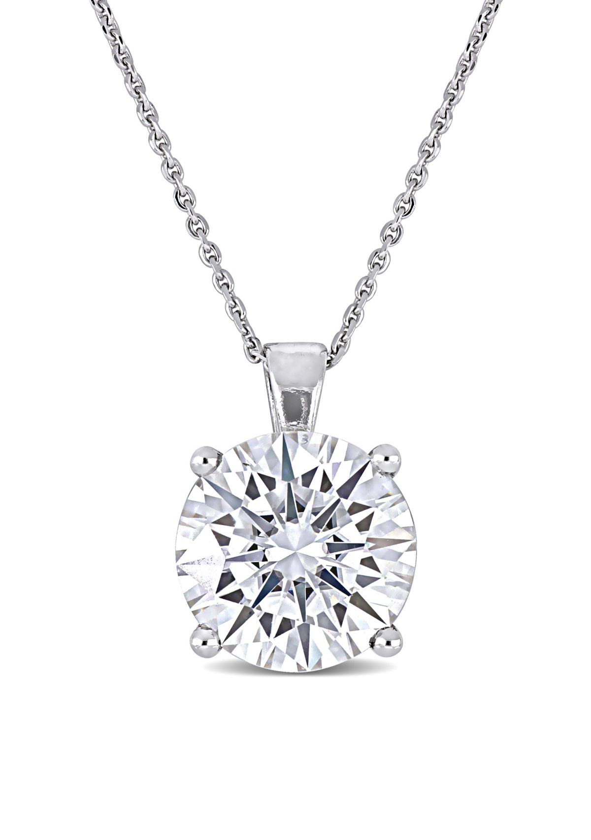 Lab Created 4 ct. t.w. Moissanite Solitaire Pendant with Chain in 14k White Gold
