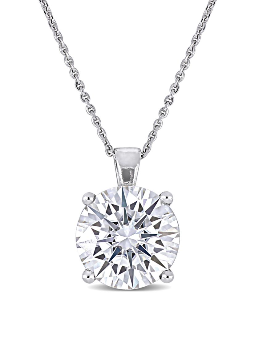 Lab Created 4 ct. t.w. Moissanite Solitaire Pendant with Chain in 14k White Gold