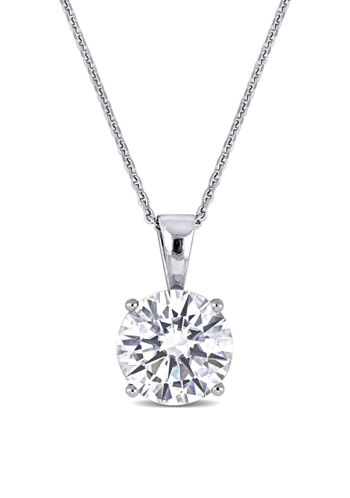 Lab Created 2 ct. t.w. Moissanite Solitaire Pendant with Chain in 14k White Gold