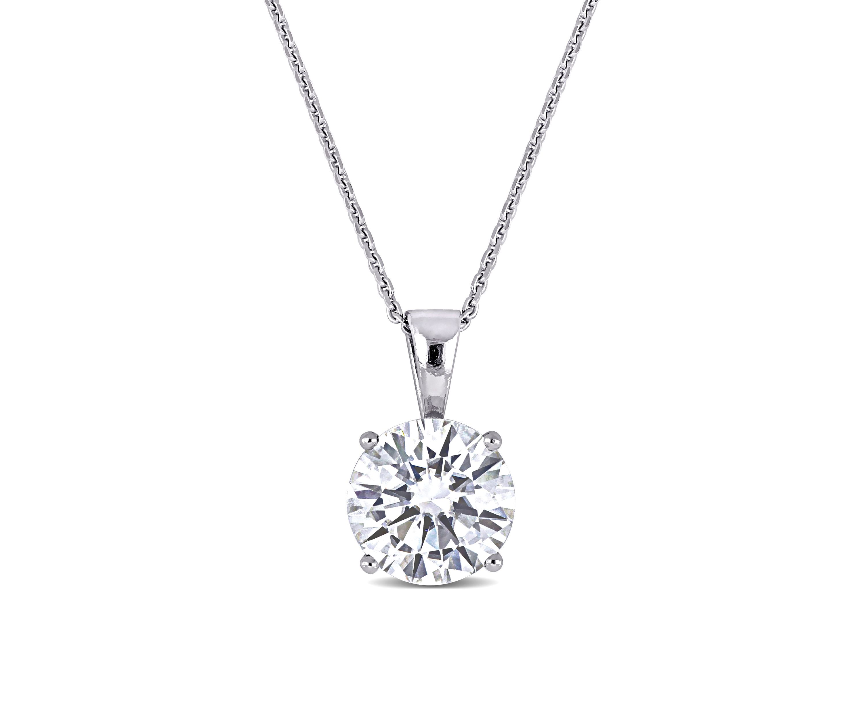 Lab Created 2 ct. t.w. Moissanite Solitaire Pendant with Chain in 14k White Gold