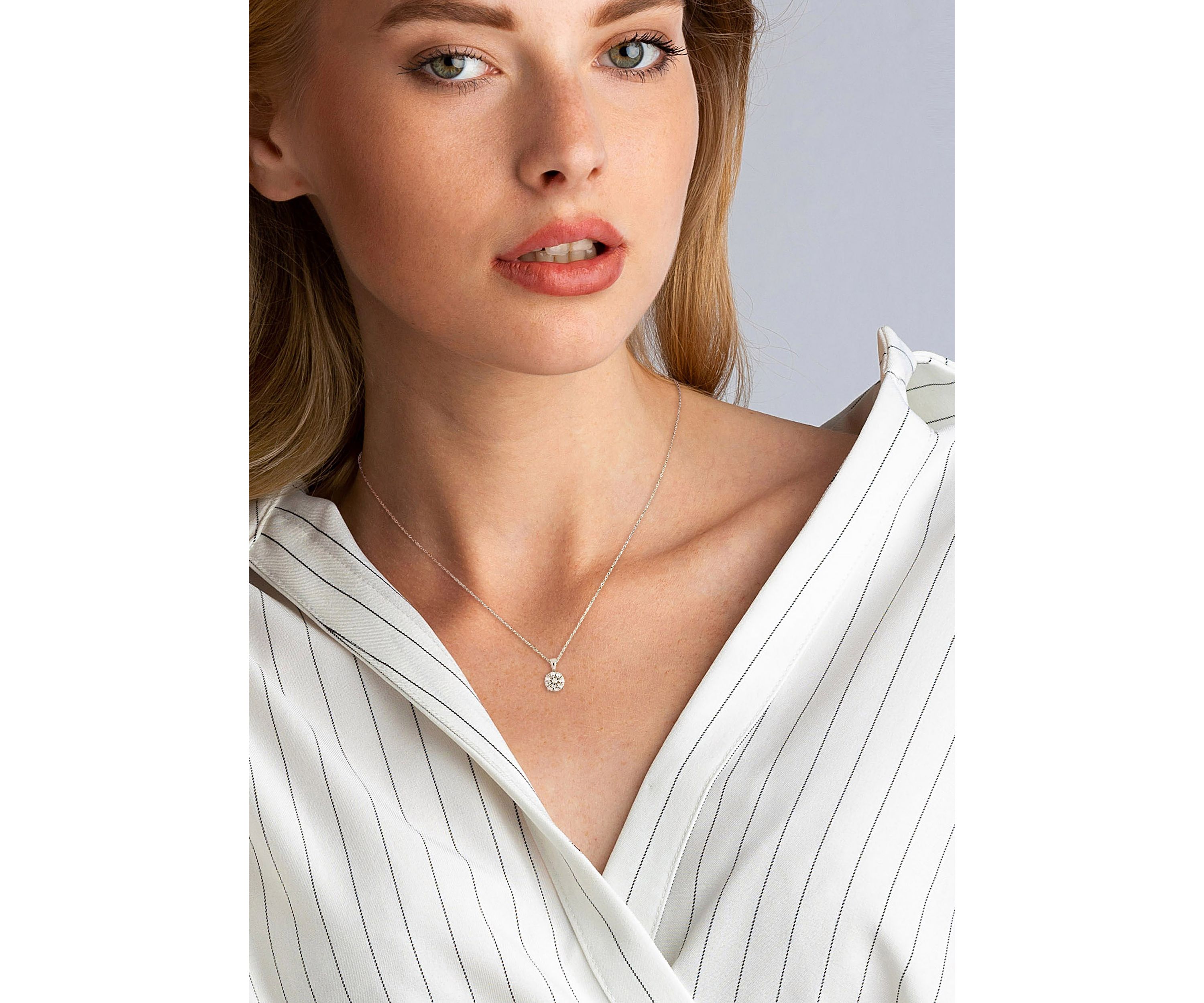 Lab Created 2 ct. t.w. Moissanite Solitaire Pendant with Chain in 14k White Gold