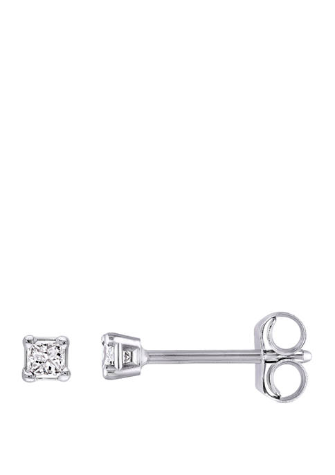 1/10 ct. t.w. Princess Cut Diamond Stud Earrings in 14K White Gold