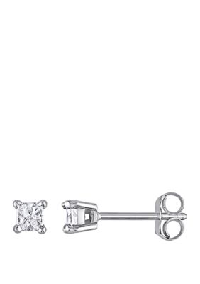 Belk & Co 1/4 ct. t.w. Princess Cut Diamond Stud Earrings in 14K White Gold -  5400426BLK003552