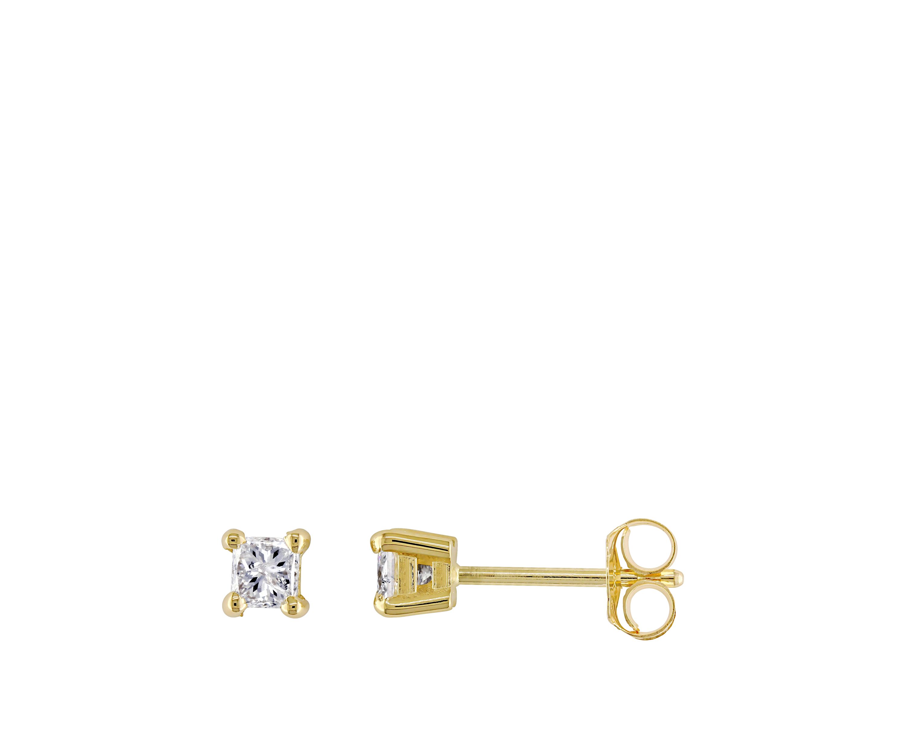 1/3 ct. t.w. Princess Cut Diamond Stud Earrings in 14K Yellow Gold