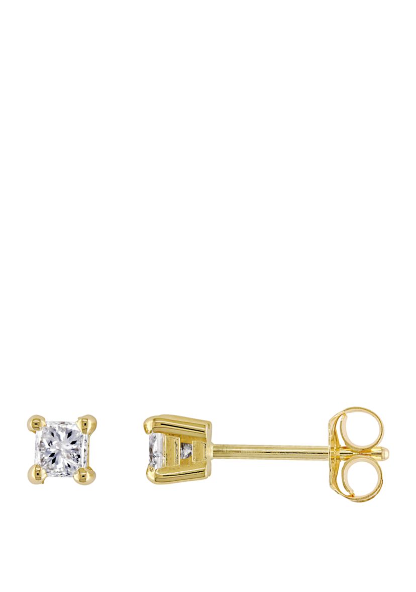 1/3 ct. t.w. Princess Cut Diamond Stud Earrings in 14K Yellow Gold