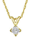 1/4 ct. t.w. Princess Cut Diamond Solitaire Pendant with Chain in 14K Yellow Gold