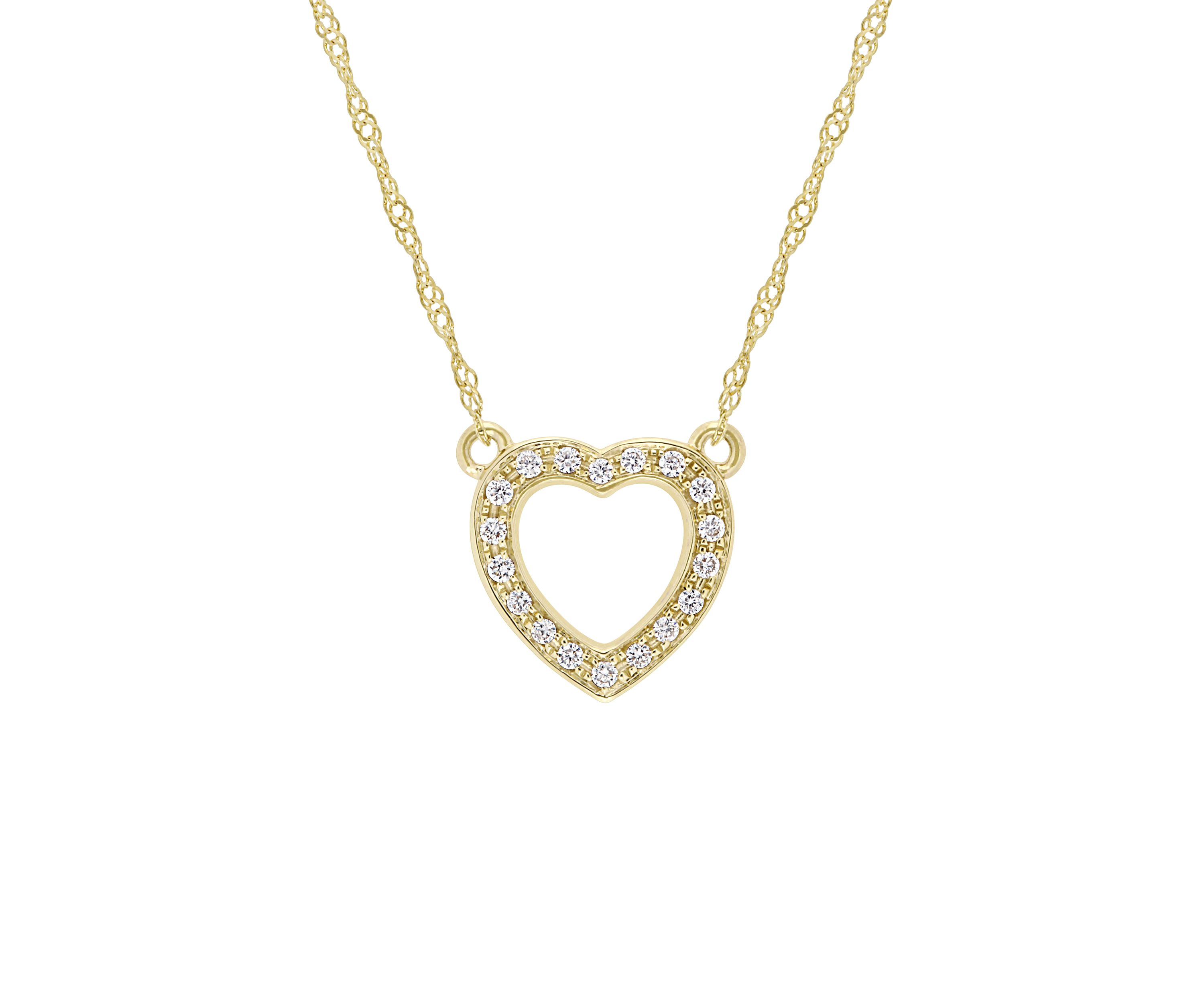 1/10 ct. t.w. Diamond Heart Necklace in 14K Yellow Gold