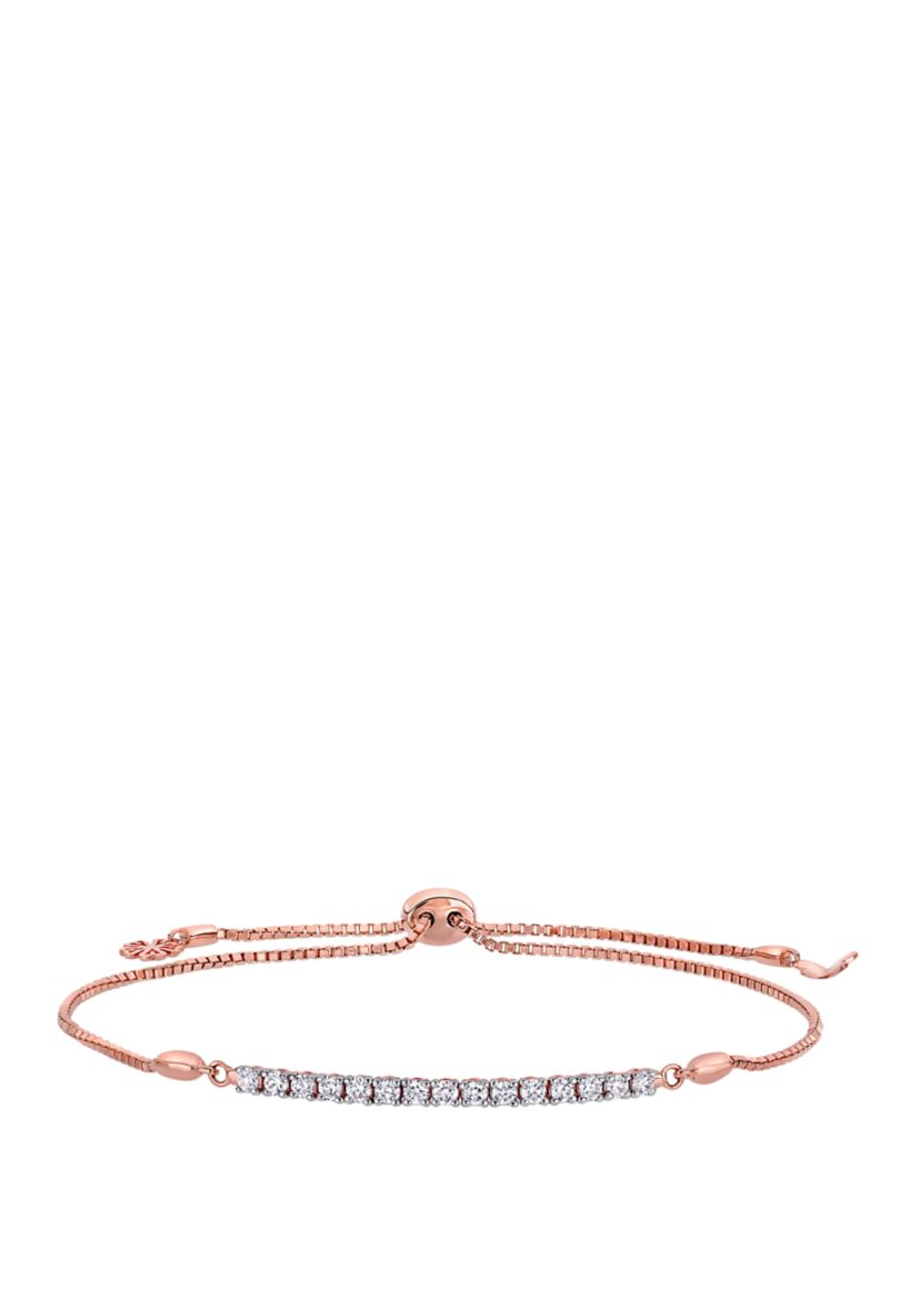 1/3 ct. t.w. Diamond Bar Adjustable Bolo Bracelet in 14K Rose Gold