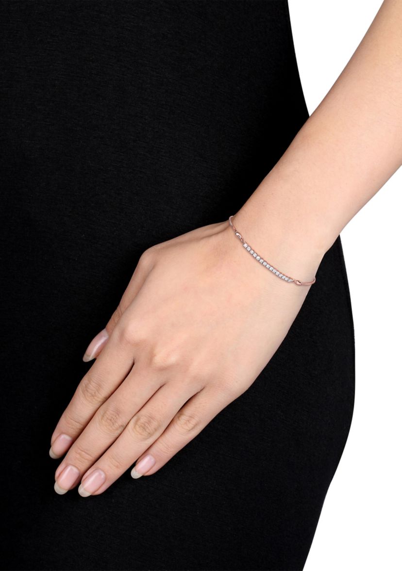 1/3 ct. t.w. Diamond Bar Adjustable Bolo Bracelet in 14K Rose Gold