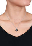 11 to 12 Millimeter Tahitian Cultured Pearl and 1/10 ct. t.w. Diamond Drop Pendant with Chain in 10k White Gold