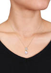 9 to 9.5 Millimeter Freshwater Cultured Pearl and 1/10 ct. t.w. Diamond Leaf Drop Pendant with Chain in 10k Yellow Gold