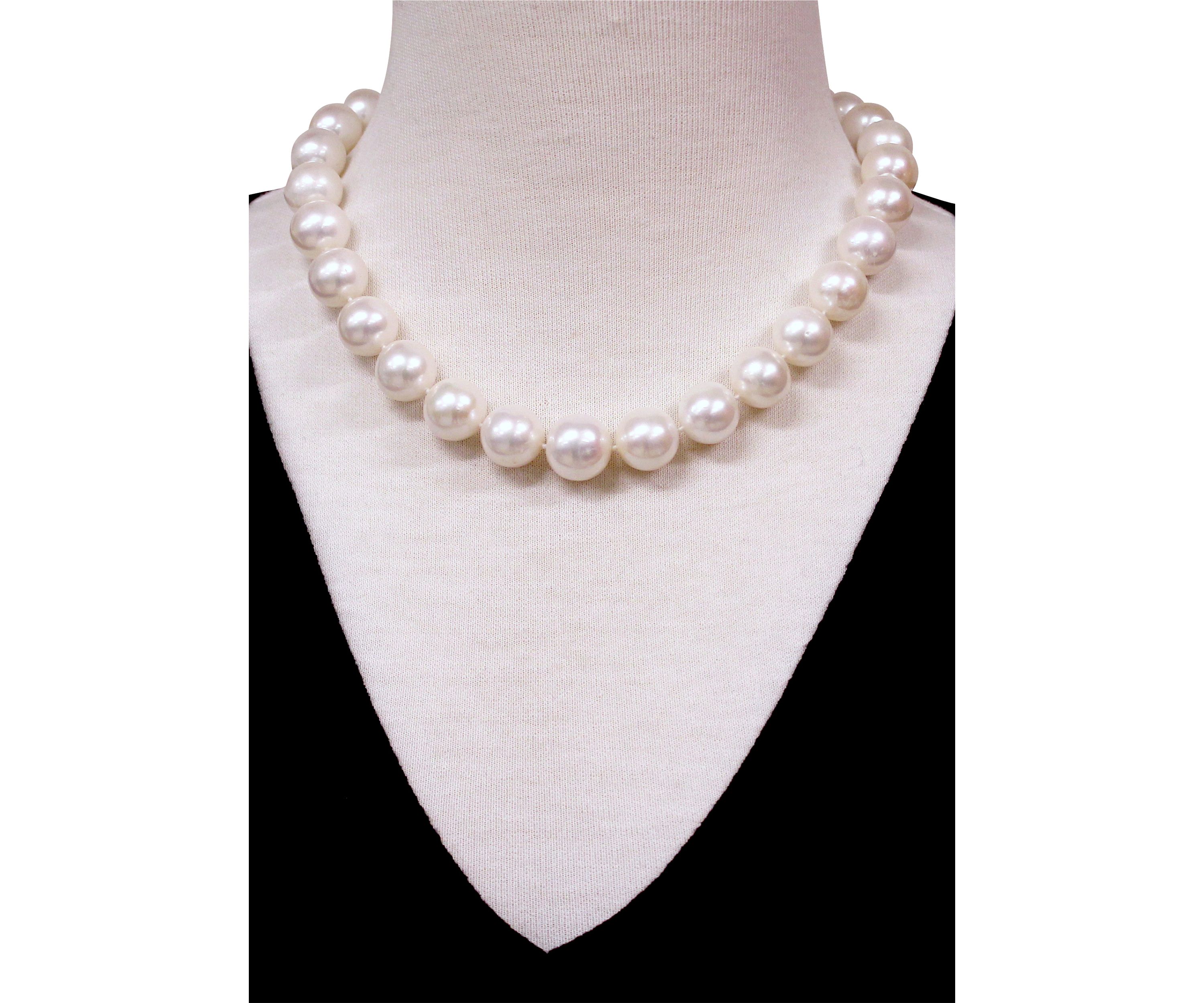 13.5-15 Millimeter Cultured Freshwater Pearl Strand Necklace with 14K White Gold