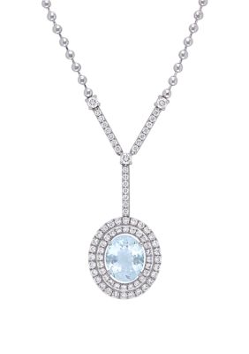 Belk & Co 2.75 Ct. T.w. Aquamarine And 1.5 Ct. T.w. Diamond Lariat Necklace In 14K White Gold