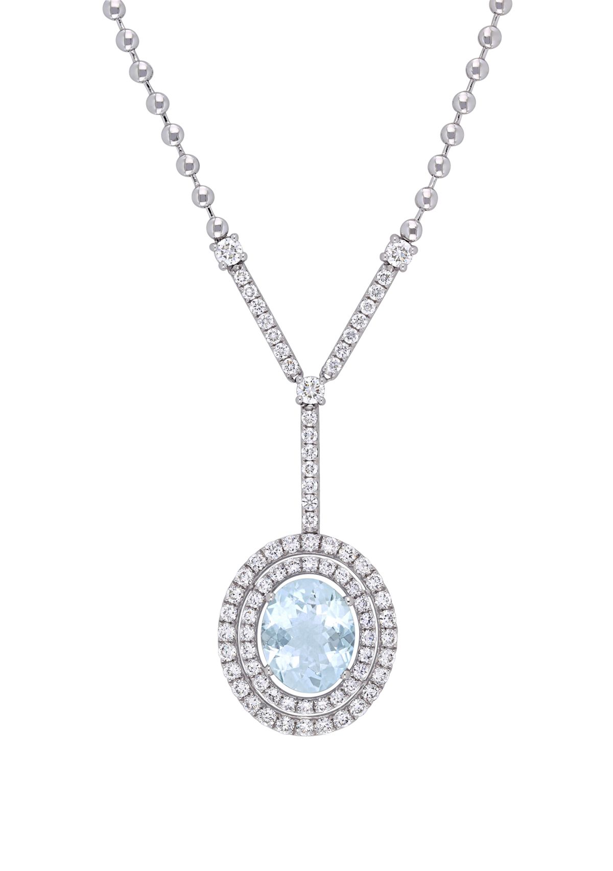 2.75 ct. t.w. Aquamarine and 1.5 ct. t.w. Diamond Lariat Necklace in 14K White Gold