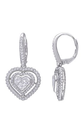 Belk & Co 1.4 Ct. T.w. Diamond Heart Cluster Earrings In 14K White Gold