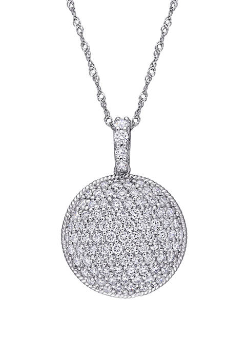 1.13 ct. t.w. Diamond Circular Pendant with Chain in 14K White Gold