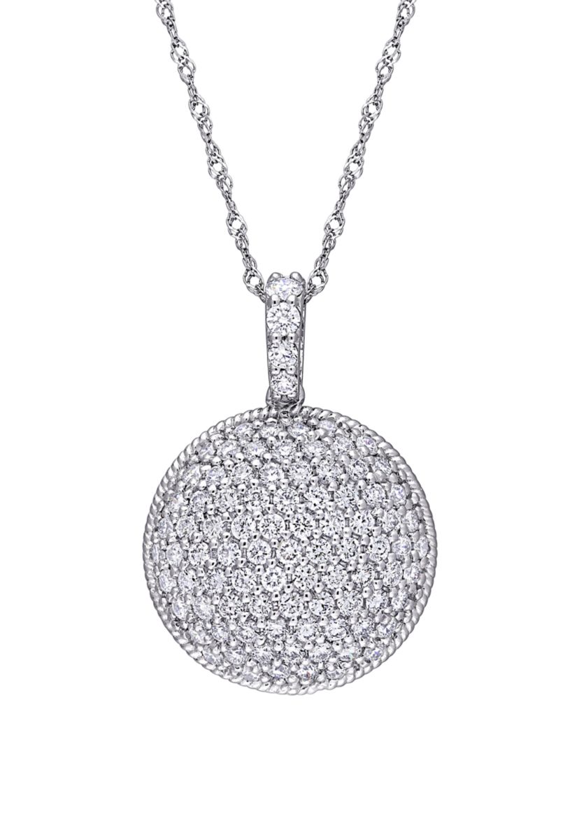 1.13 ct. t.w. Diamond Circular Pendant with Chain in 14K White Gold
